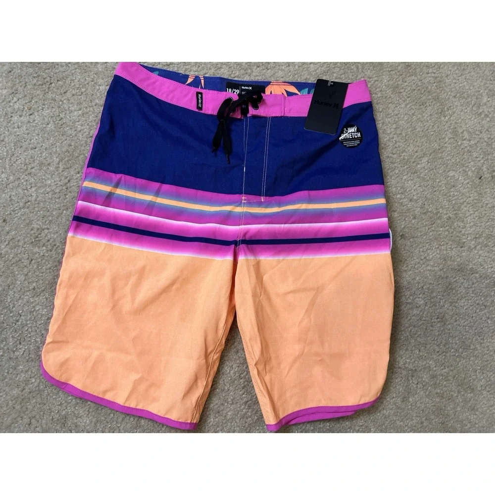 New Hurley Board Shorts Neon Stretch 18/29 9.5‎ Inseam
